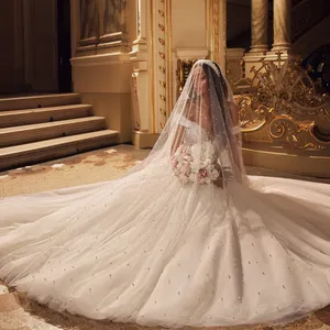 Tulle Appliqued Sequined A-Line Wedding Dresses Sexy V Neck Off Shoulder Backless Floor Length Bridal Gowns wedding dress 2022