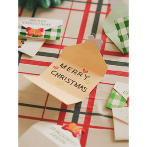 กระดาษคราฟท์ขนาดเล็ก9แพ็คการ์ดอวยพรคริสต์มาสริบบิ้นระฆังลวดลายดิจิตอล impresion BLANK สำหรับข้อความวันหยุด - Product Image 1