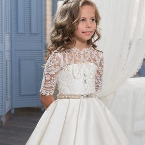 Commercio all'ingrosso 4-12 Anni Da Sera Lungo Dell'abito di Sfera di Pizzo Bianco Bambini <span class=keywords><strong>Damigella</strong></span> D'onore di Una Ragazza Comunione Dress Per La Cerimonia Nuziale - Product Image 3
