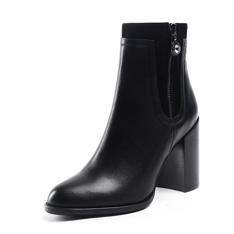 Botines Piel Negro Tacón Medio - PERA LIMONERA