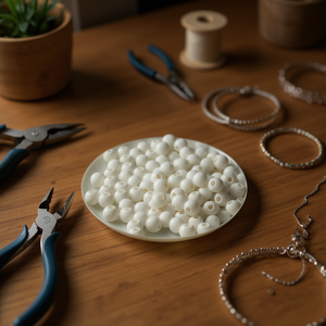 Perline ILAN da 8mm Bianche Monocolore per Creazione di Gioielli e Artigianato - Product Image 2