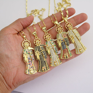Collar Religioso Católico con Amuleto de Santa <span class=keywords><strong>Muerte</strong></span>, Chapado <span class=keywords><strong>en</strong></span> Oro de 18K, con Circonitas Cúbicas, Cadena de Santería - Product Image 1