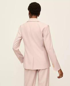 Women‘s Pink The Long One Button <b>Blazer</b> Formal Casual Office Style 100%Cotton <b>Blazer</b> Women's Suit - Product Image 3