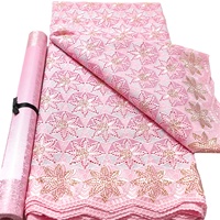 Dentelle en voile suisse rose de haute qualité, nouvelle mode, prix de gros, dentelle Lafaya, tissu brodé doux de Dubaï pour robe de mariée