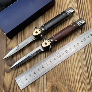 سكين جيب إيطالي قابل للطي من AKC بمقبض خشبي للتخييم والصيد في الهواء الطلق مع حافظة نايلون - Product Image 2