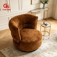 Fauteuil pivotant de luxe moderne en tissu capitonné avec repose-pieds et base métallique pour salon, chambre, bureau à domicile, style détente