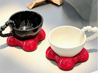 Mug à café en céramique de couleur unie, style minimaliste moderne, avec soucoupe – Anti-fuite, compatible micro-ondes, idéal pour le petit-déjeuner et le thé de l'après-midi