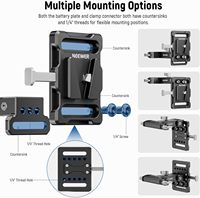 Plaque de batterie NEEWER Mini V-Mount avec pinces pour tiges LWS de 15 mm, inclinable et pliable en forme de L, avec bouton de déverrouillage rapide