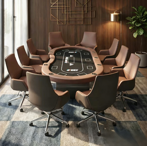 Mesa de Póker Ovalada Personalizada de Texas en Venta, Incluye Posición de Dealer, Tapete de Blake para Sala de Juegos, Club, Hotel - Product Image 1