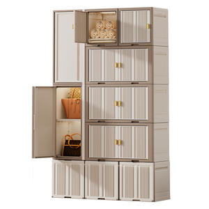 ตู้เก็บของข้างเตียงพลาสติก PP 5ชั้นแบบพับได้หรูหราน้ำหนักเบาทันสมัยสำหรับช่องว่างแคบใช้ในบ้าน - Product Image 1