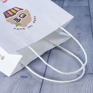 Custom Recyclable <b>Biodegradable</b> White Kraft <b>Paper</b> Customer Shopping Bags Handle Custom Logo Silk Screen Printed <b>Paper</b> Bags - Product Image 2