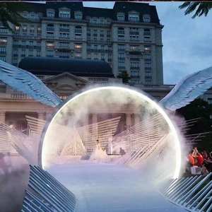 Grande sculpture ronde minimaliste en acier inoxydable pour l'extérieur Anneau de pulvérisation personnalisé Ornement en métal Statue abstraite personnalisée - Product Image 4