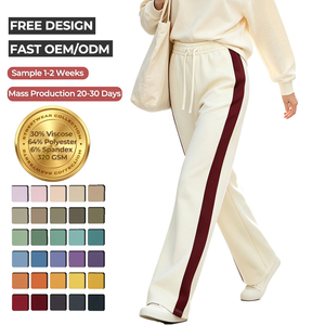 <span class=keywords><strong>Pantaloni</strong></span> Sportivi da <span class=keywords><strong>Donna</strong></span> a Gamba Larga <span class=keywords><strong>con</strong></span> Striscia Laterale, 320GSM, in Misto <span class=keywords><strong>Viscosa</strong></span> Pesante, <span class=keywords><strong>con</strong></span> Coulisse Elastica e Nastro, Personalizzabili OEM, Vendita all'Ingrosso - Product Image 2