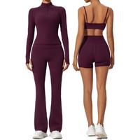 Ensemble gilet à manches longues et short OEM ODM pour femme, taille personnalisée, marque privée, tenue de sport coordonnée, ensemble de fitness
