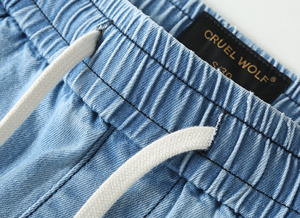 Pantaloni Sportivi da Uomo in Cotone 100% Blu Chiaro, Leggeri, di Alta Qualità, con Elastico e Lacci, Effetto Stonewashed, Gamba Affusolata, Vestibilità Slim - Product Image 5