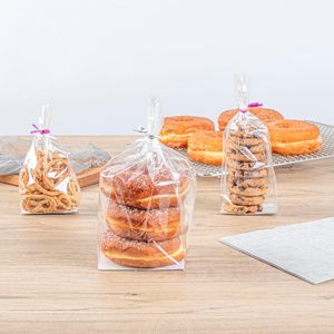 Restaurantware Clear Plastic Gusset <b>Bag</b> 4x4x9 Flat Bottom Heat Sealable Food Storage <b>Bags</b> 100 Count - Product Image 4