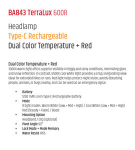 Lampe frontale portable LED lithium-ion 600LM IP65 étanche avec faisceau réglable USB-C, certifiée CE, nouveau produit ODM 2026 - Product Image 6
