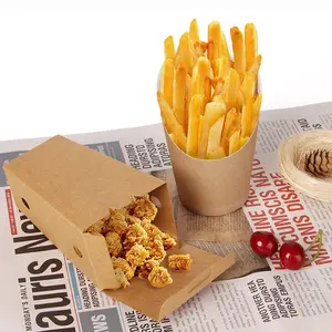일회용 크래프트 감자 튀김 식품 종이 콘, 크레이프 식품에 대한 도매 종이 감자 튀김 상자, 감자 튀김 콘 사용자 정의 라운드