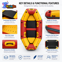 Bateau pneumatique commercial pour parc aquatique, idéal pour le rafting, 2 personnes, PVC 0,9 mm, maille, couleur personnalisée, bateau de rafting fluvial