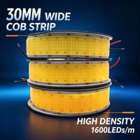 Bande lumineuse LED COB haute puissance 40W/M 1600 LED, largeur 30MM, 12V 24V, CRI 90, haute luminosité, éclairage LED flexible
