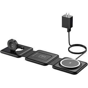 Cargador inalámbrico magnético para <span class=keywords><strong>iPhone</strong></span> 3 en 1 Estación de carga plegable Pad <span class=keywords><strong>Dock</strong></span> Stand para <span class=keywords><strong>Apple</strong></span> <span class=keywords><strong>Watch</strong></span> Airpod - Product Image 1