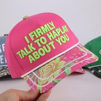 Casquette de baseball à 5 panneaux avec imprimé floral personnalisé, bord incurvé, coton bicolore, broderie 3D, motif à carreaux de haute qualité