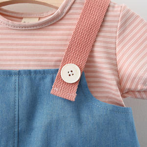 ชุดลำลองเด็ก ชุดเดรสเด็กผู้หญิง กางเกงยีนส์เดรสลูกไม้ประดับลูกปัดและกระดุม ขายส่ง - Product Image 3