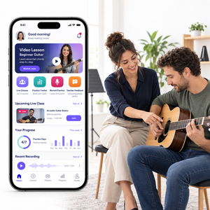 Soluzioni Personalizzate per App di Educazione Musicale per iOS e Android con Lezioni Video, Corsi dal Vivo e Monitoraggio delle Esercitazioni LionCreate - Product Image 1
