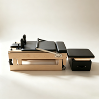 Machine de Pilates Reformer Durable, Réglable, en Chêne, Pliable, Portable, pour la Maison, Yoga, Fitness, Entraînement