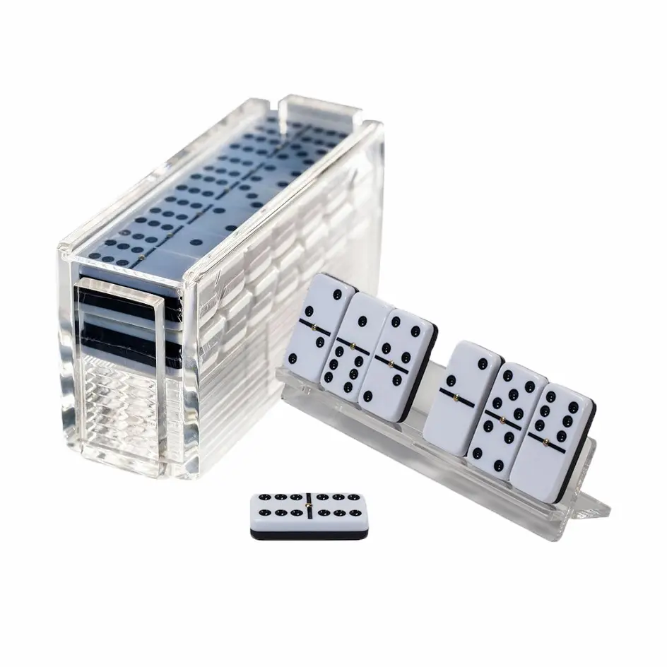 Grosir Pabrik empat warna akrilik Luxe domino kustom putih bening akrilik domino set permainan