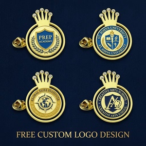 Badges métalliques sablés or mat, épingles de revers personnalisées en relief 3D, artisanat métallique plaqué or pour cadeaux souvenirs - Product Image 4