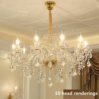 Lustre décoratif d'intérieur en cristal transparent multi-têtes, style européen de luxe, pour salon, villa, mariage