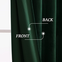 Rideaux occultants en velours vert foncé, isolants thermiques et anti-bruit pour salon et chambre à coucher