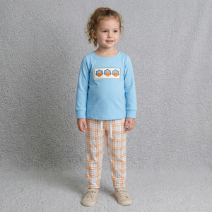 Ensemble T-shirt à manches longues en coton imprimé dinde de Thanksgiving et short à carreaux pour garçons de 2 à 4 ans, style chinois, tenue décontractée Longlv - Product Image 1