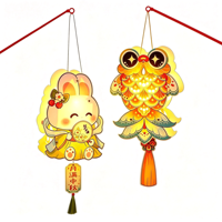Kit de lanternes en papier à thème animalier de dessin animé à faire soi-même avec lumière LED certifiée CE pour le Festival de la Mi-Automne et les cadeaux de fête