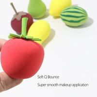 Éponge de Maquillage Série Fruit : Poire Parfumée, Fraise, Pastèque, Mangue – Hydrophile, Douce, Écologique, Lavable, pour Poudre
