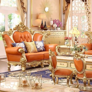 Estilo italiano <span class=keywords><strong>de</strong></span> lujo real diseños clásicos <span class=keywords><strong>Palacio</strong></span> muebles tela cuero oro sofá Conjunto 1 2 3 asientos sala <span class=keywords><strong>de</strong></span> estar Dubai Villa hogar - Product Image 5