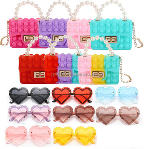 かわいい子供ゼリーハンドバッグとハートメガネセット小さな女の子ミニショルダーバッグ子供用財布ファッションサングラスの組み合わせカスタム - Product Image 2