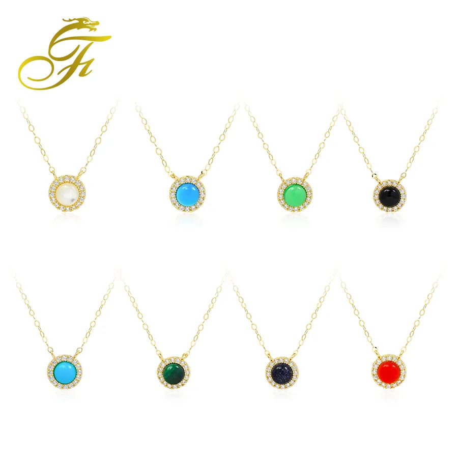 Collier en agate multicolore en option, bijoux personnalisés, colliers ras de cou, collier en or pur 18k, vente en gros