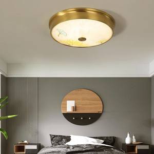 Plafonnier moderne minimaliste de style chinois en émail et finition tout cuivre pour bureau ou chambre principale - Product Image 4