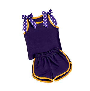 Ropa Infantil Personalizada, Conjunto <span class=keywords><strong>de</strong></span> Verano para Niña, Pantalones Cortos con Lazo Negro <span class=keywords><strong>y</strong></span> Rojo, Boutique <span class=keywords><strong>de</strong></span> Ropa para Niñas - Product Image 2