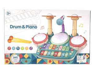 Instruments de musique Jouets-5 en 1 Piano électronique pour enfants <span class=keywords><strong>Clavier</strong></span> <span class=keywords><strong>Xylophone</strong></span> Batterie avec lumières et 2 microphones - Product Image 2