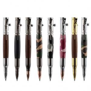 Nouveau design créatif : Stylo pistolet à action à ressort en forme de balle avec clip en métal motif fusil et logo personnalisé, idéal pour cadeau d'affaires - Product Image 1