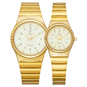Relógio de quartzo clássico para casais, com pulseira de aço, moda clássica, para homens e mulheres, relógio de quartzo à prova d'água