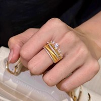Kupfer Tropfenförmiger Zirkon-Quastenring mit Gebürsteter Textur Retro-Fingerband Mittelalterlicher Luxus Vintage Trendiger Modischer Ring Direktvertrieb ab Werk