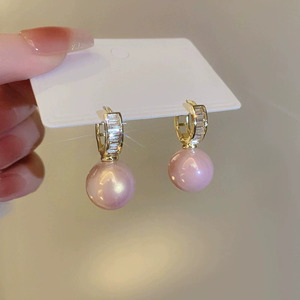 <strong>Pretty</strong> Hoop <strong>Earrings</strong> Copper Jewelry With Pinkmitation Pearl Design Elegant Simple Style for Women Party Dating <strong>Earrings</strong> N80993 - Product Image 5