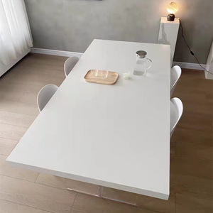 Modern Minimalist <b>White</b> Rectangular Dining <b>Table</b> Acrylic Legs Stable Design For <b>Small</b> Homes And Apartments - Product Image 3