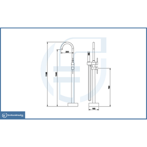 Grifo de Bañera Monomando de Cromo Pulido para Montaje en Suelo, Superficie Cepillada para Bañeras Independientes en Apartamentos - Product Image 2