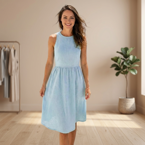 Vintage Handmade 100% Cotton Bell Sleeve Midi Dress Criss Cross Open Back <b>Bow</b> Minimalist Summer Plus Size Women's Daily High - Product Image 3