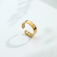 Cincin terbuka terapi akupuntur magnetik sederhana, cincin berlapis emas perak modis trendi baja tahan karat